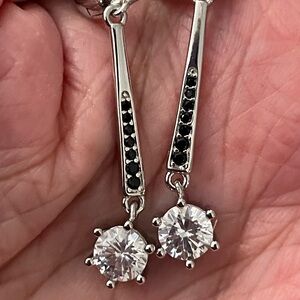 Elegant Silver and Black Drop Earrings